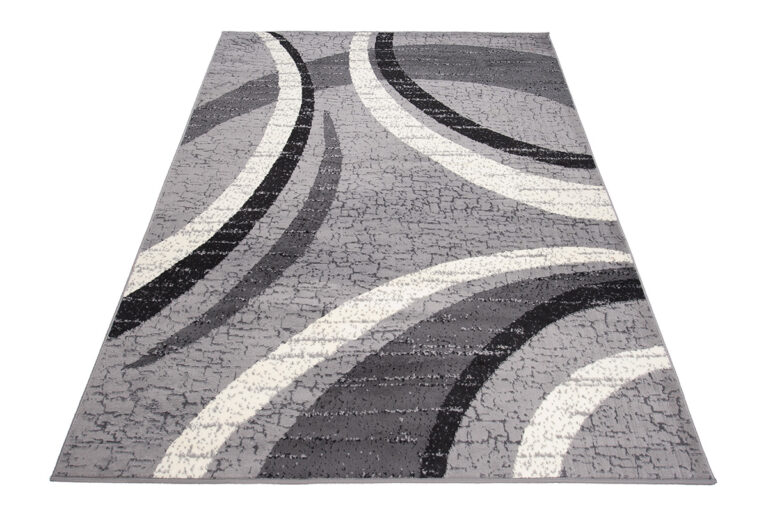 DREAM Tapis Moderne Abstrait Ondes Gris Noir Crème Fin