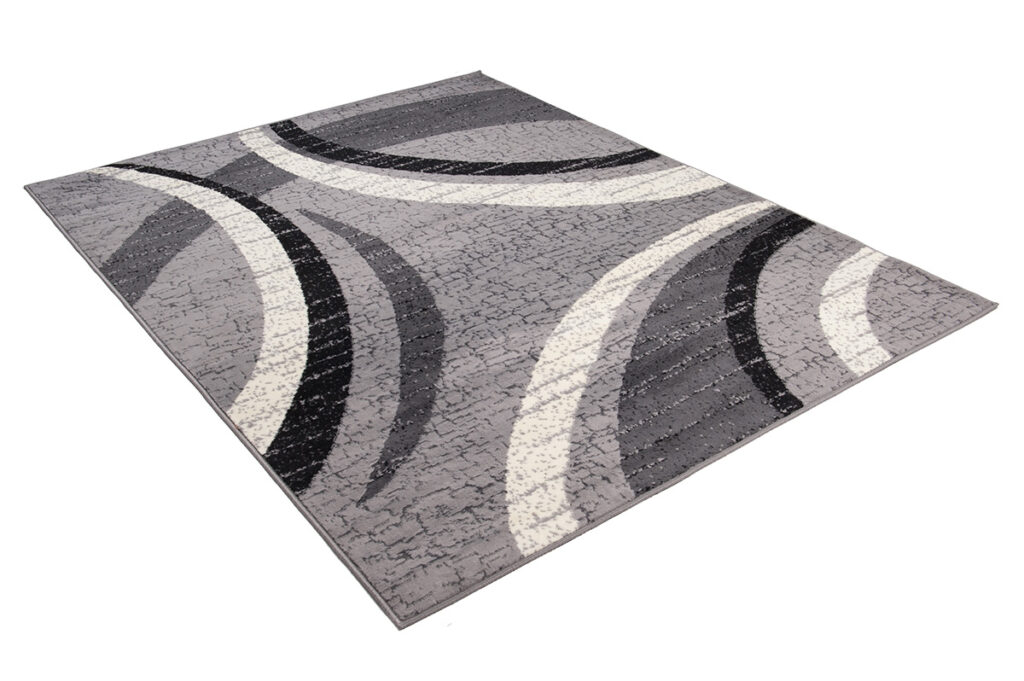 DREAM Tapis Moderne Abstrait Ondes Gris Noir Crème Fin