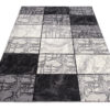 DREAM Tapis Moderne Géométrique Carreaux Noir Gris Crème Fin