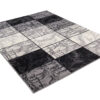 DREAM Tapis Moderne Géométrique Carreaux Noir Gris Crème Fin