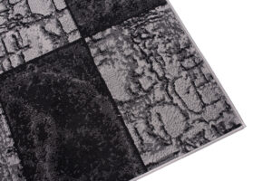 DREAM Tapis Moderne Géométrique Carreaux Noir Gris Crème Fin