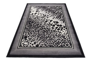 DREAM Tapis Moderne Animal  Zèbre Panthère Gris Noir Crème Fin
