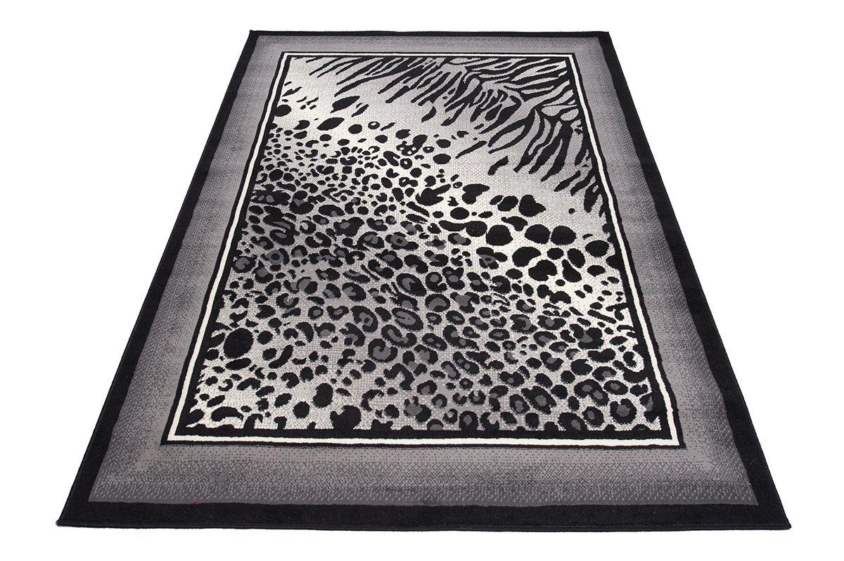 DREAM Tapis Moderne Animal  Zèbre Panthère Gris Noir Crème Fin
