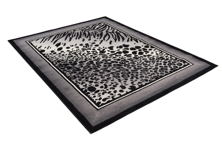 DREAM Tapis Moderne Animal  Zèbre Panthère Gris Noir Crème Fin
