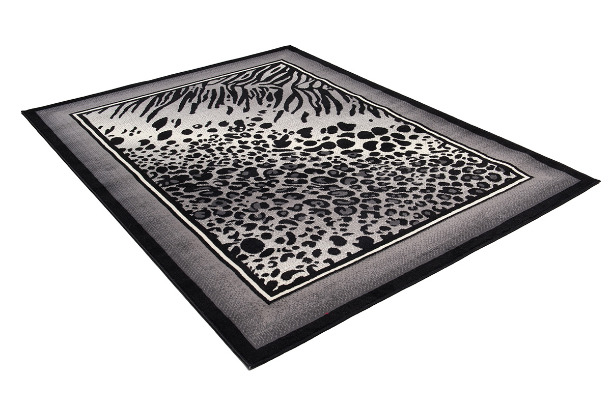 DREAM Tapis Moderne Animal  Zèbre Panthère Gris Noir Crème Fin
