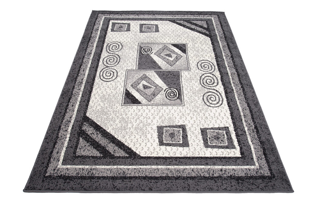 DREAM Tapis Moderne Géométrique Bordure Gris Crème Fin