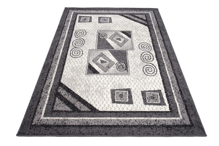DREAM Tapis Moderne Géométrique Bordure Gris Crème Fin