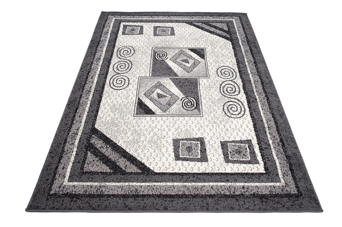 DREAM Tapis Moderne Géométrique Bordure Gris Crème Fin