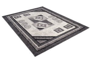 DREAM Tapis Moderne Géométrique Bordure Gris Crème Fin