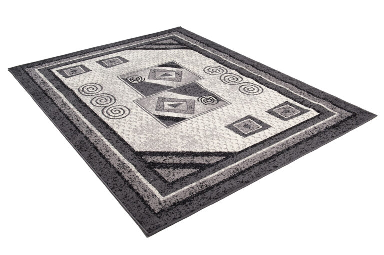 DREAM Tapis Moderne Géométrique Bordure Gris Crème Fin
