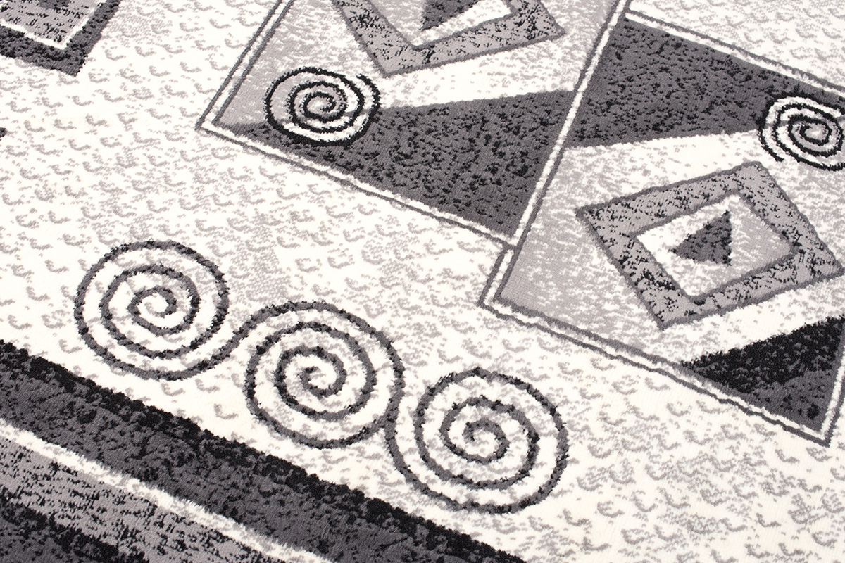 DREAM Tapis Moderne Géométrique Bordure Gris Crème Fin