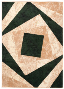 DREAM Tapis Moderne Géométrique Carreaux Vert Beige Ecru Fin