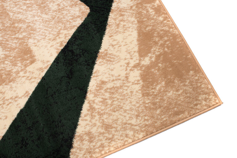 DREAM Tapis Moderne Géométrique Carreaux Vert Beige Ecru Fin