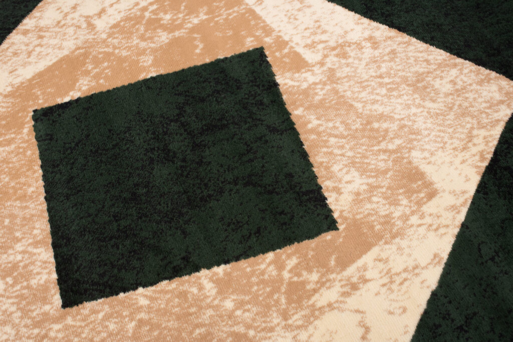 DREAM Tapis Moderne Géométrique Carreaux Vert Beige Ecru Fin