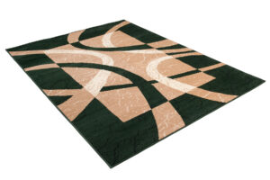 DREAM Tapis Moderne Abstrait Bandes Ondes Vert Beige Fin