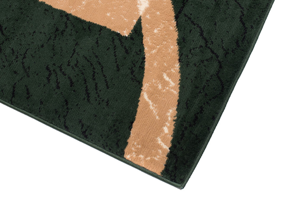 DREAM Tapis Moderne Abstrait Bandes Ondes Vert Beige Fin