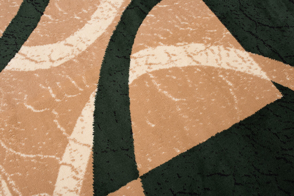 DREAM Tapis Moderne Abstrait Bandes Ondes Vert Beige Fin