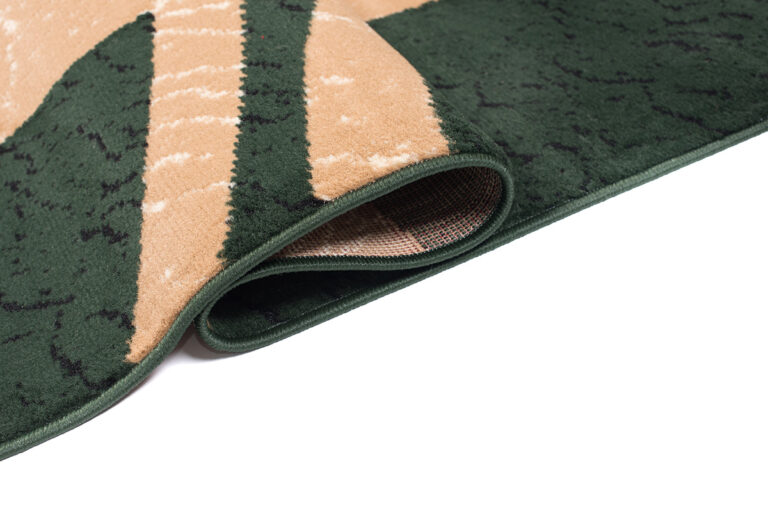 DREAM Tapis Moderne Abstrait Bandes Ondes Vert Beige Fin