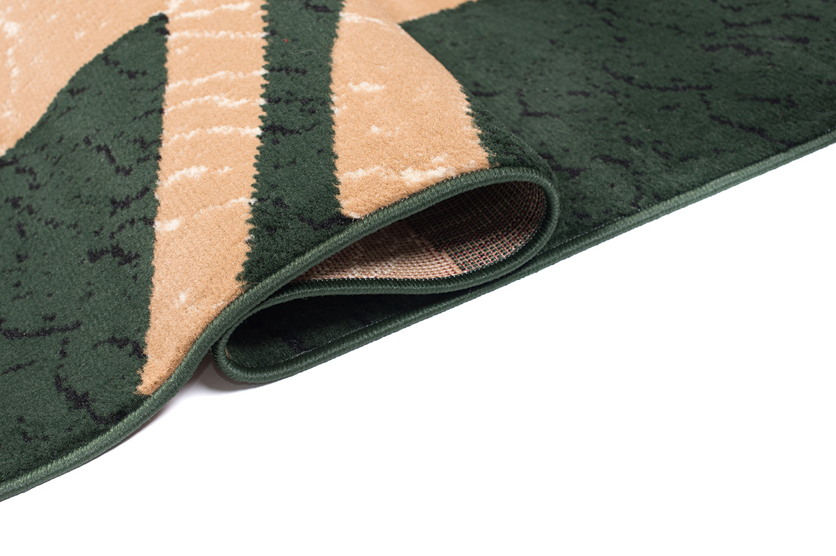 DREAM Tapis Moderne Abstrait Bandes Ondes Vert Beige Fin