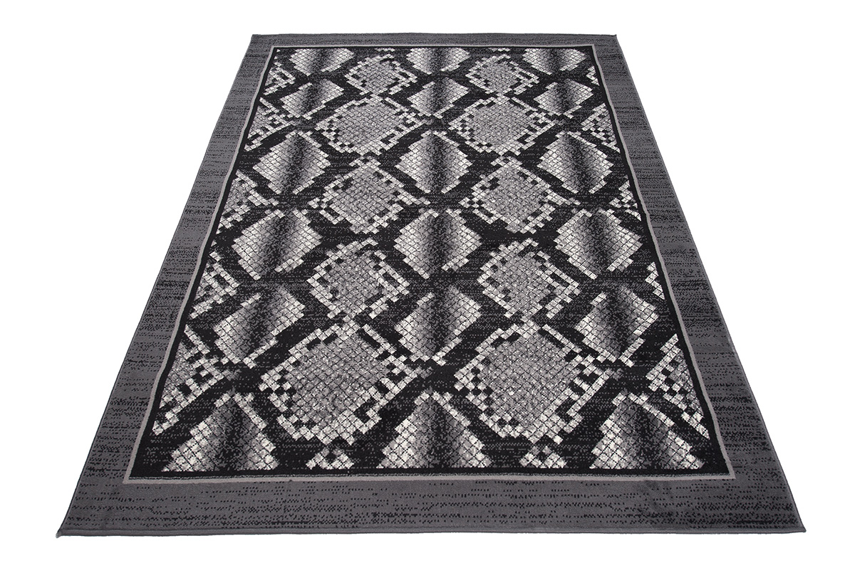 DREAM Tapis Moderne Animal Sauvage Serpent Gris Noir Fin