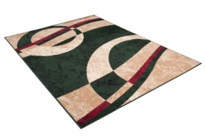 DREAM Tapis Moderne Abstrait Cercles Ondes Beige Vert Rouge Fin