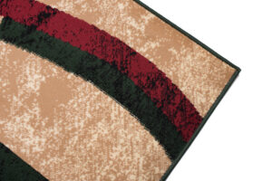 DREAM Tapis Moderne Abstrait Cercles Ondes Beige Vert Rouge Fin