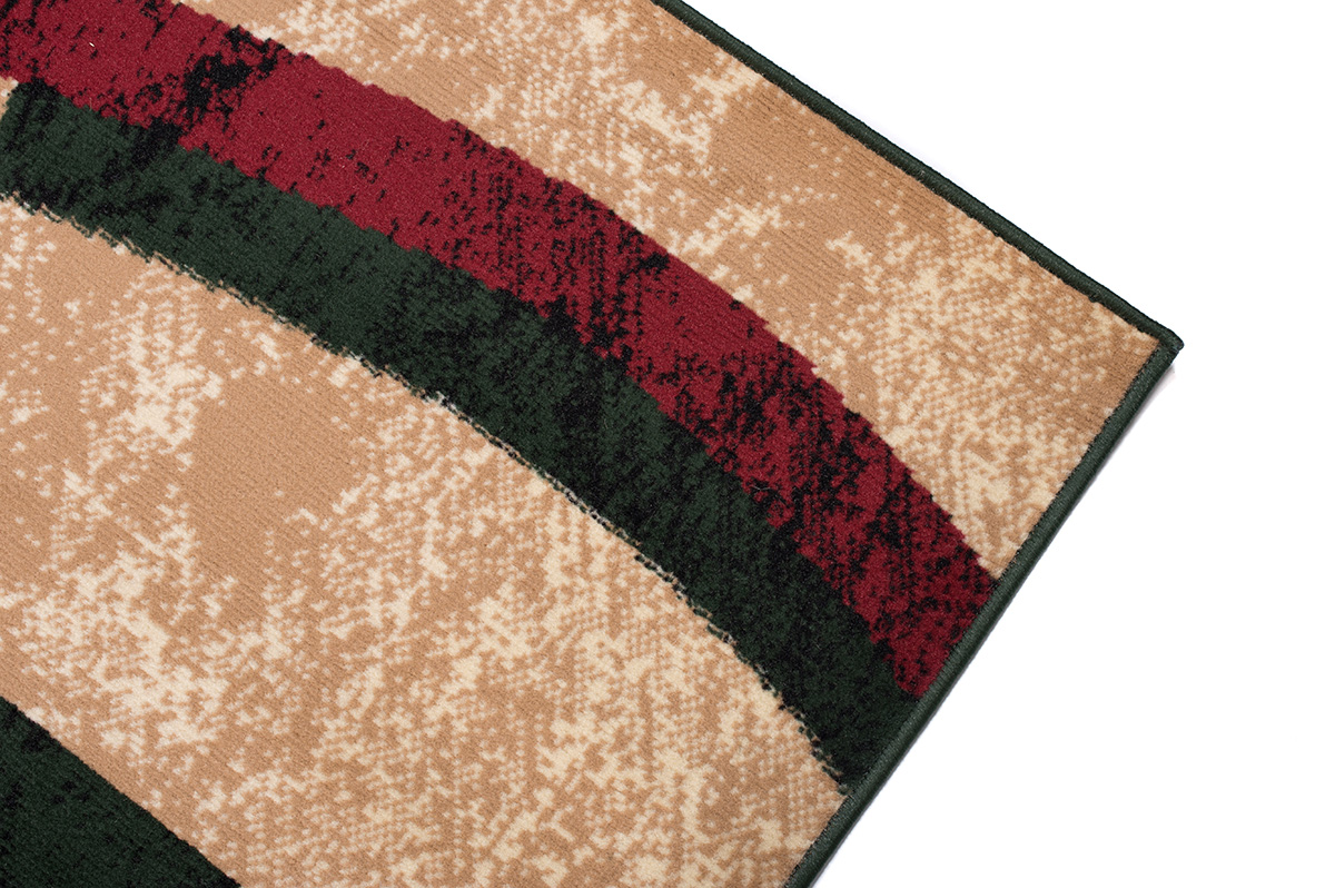 DREAM Tapis Moderne Abstrait Cercles Ondes Beige Vert Rouge Fin