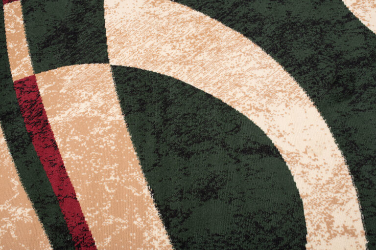 DREAM Tapis Moderne Abstrait Cercles Ondes Beige Vert Rouge Fin