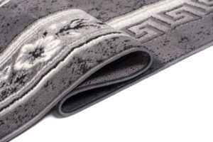 DREAM Tapis Moderne Bordure Fenêtre Fleur Gris Foncé Crème Fin