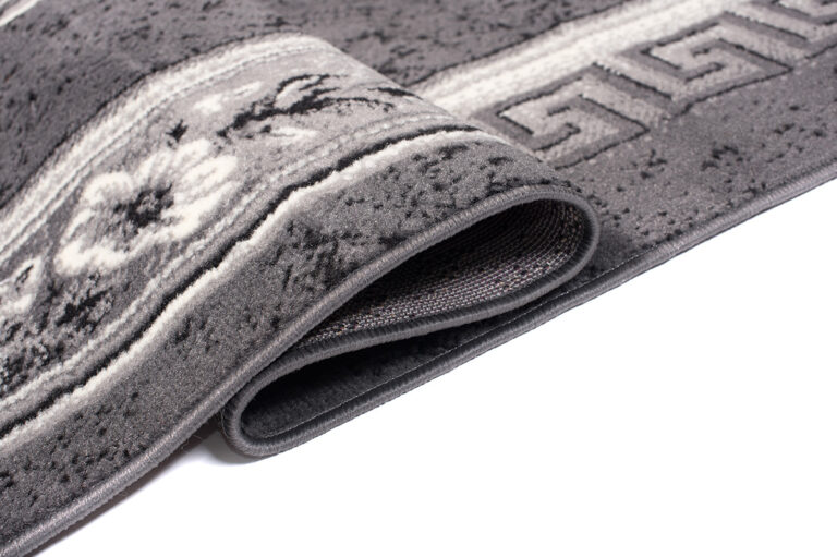 DREAM Tapis Moderne Bordure Fenêtre Fleur Gris Foncé Crème Fin