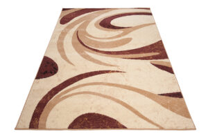 DREAM  Tapis Moderne Abstrait Ondes Ecru Beige Marron Fin