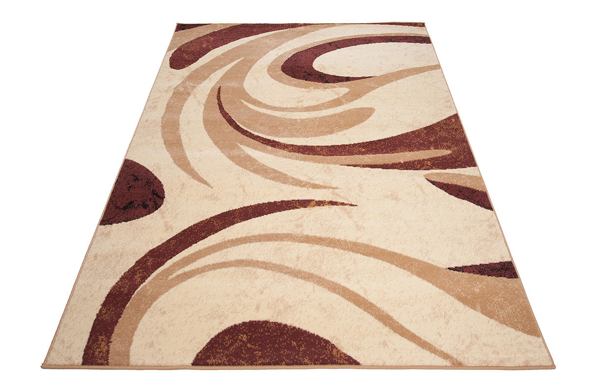 DREAM  Tapis Moderne Abstrait Ondes Ecru Beige Marron Fin
