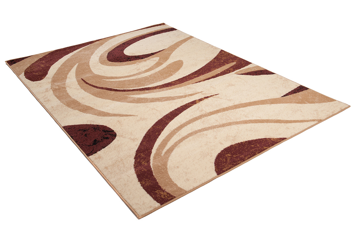 DREAM  Tapis Moderne Abstrait Ondes Ecru Beige Marron Fin
