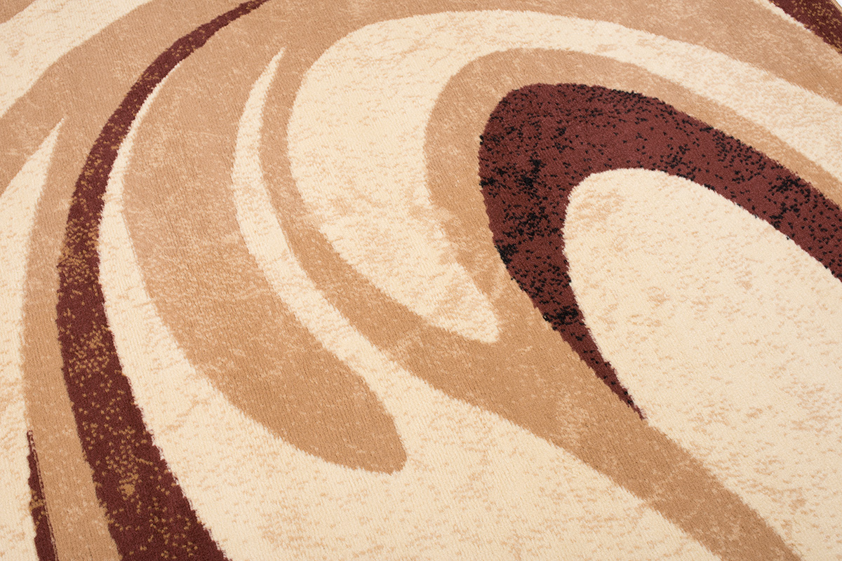 DREAM  Tapis Moderne Abstrait Ondes Ecru Beige Marron Fin