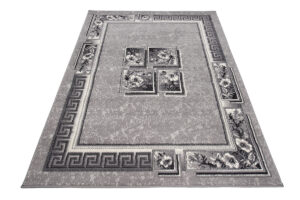DREAM Tapis Moderne Bordure Fenêtre Fleur Gris Clair Fin