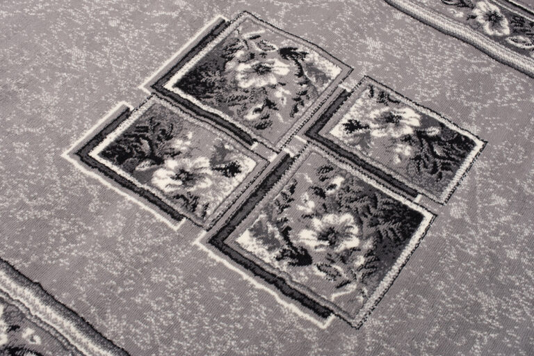 DREAM Tapis Moderne Bordure Fenêtre Fleur Gris Clair Fin