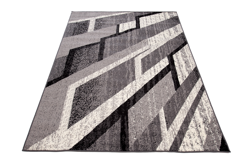 DREAM Tapis Moderne Rectangles Pierres Gris Foncé Crème Fin