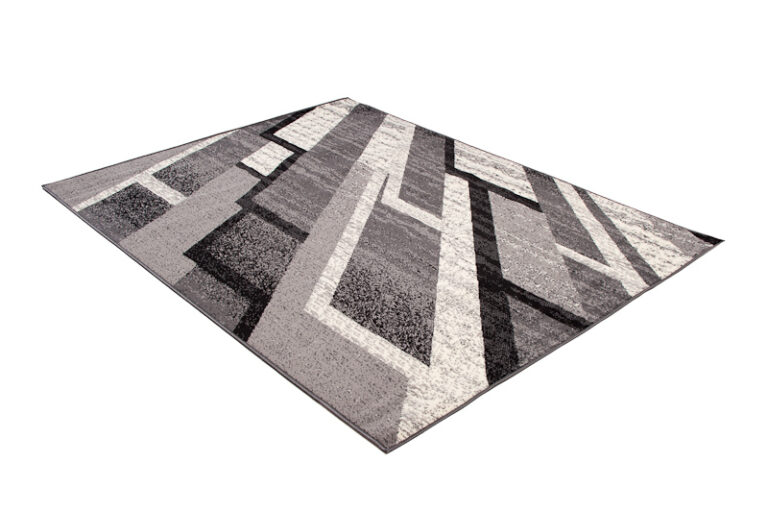 DREAM Tapis Moderne Rectangles Pierres Gris Foncé Crème Fin