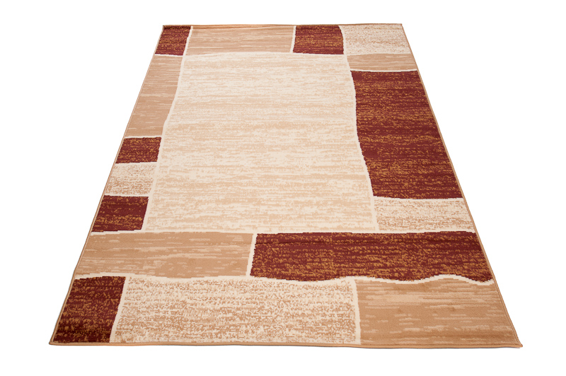 DREAM Tapis Moderne Carreaux Rectangles Beige Ecru Marron Fin