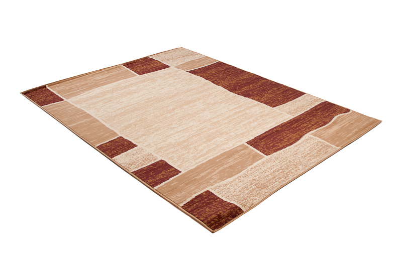 DREAM Tapis Moderne Carreaux Rectangles Beige Ecru Marron Fin