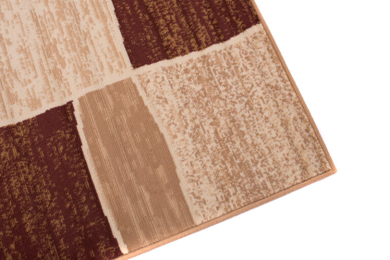 DREAM Tapis Moderne Carreaux Rectangles Beige Ecru Marron Fin