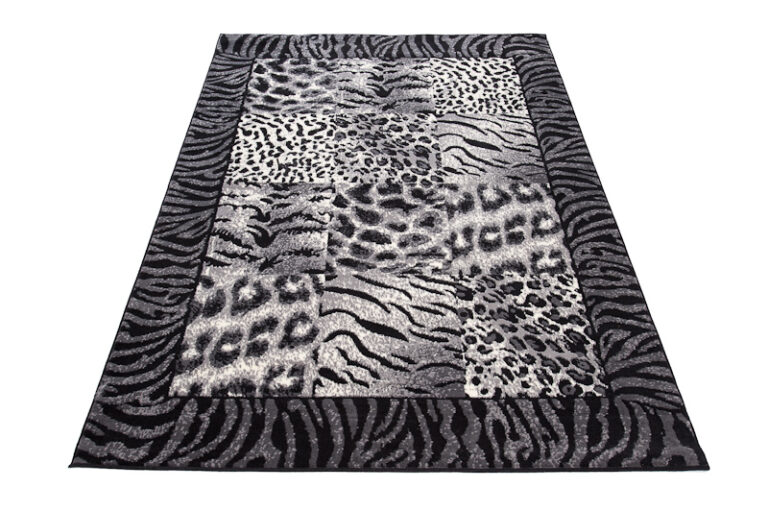 DREAM Tapis Moderne Animal Sauvage Panthère Gris Noir Crème Fin