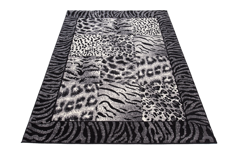 DREAM Tapis Moderne Animal Sauvage Panthère Gris Noir Crème Fin
