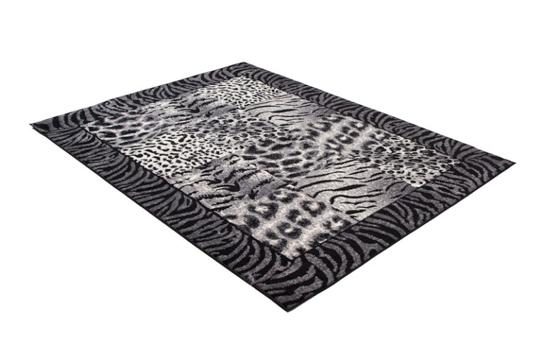 DREAM Tapis Moderne Animal Sauvage Panthère Gris Noir Crème Fin