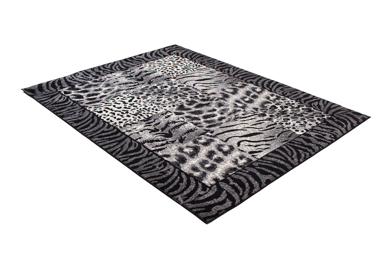 DREAM Tapis Moderne Animal Sauvage Panthère Gris Noir Crème Fin