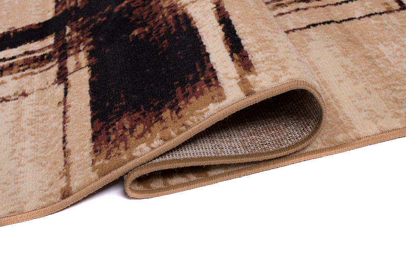 DREAM Tapis Moderne Treillis Rayures Marron Beige Fin