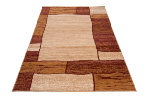 DREAM Tapis Moderne Carreaux Rectangles Marron Beige Fin