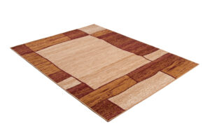 DREAM Tapis Moderne Carreaux Rectangles Marron Beige Fin