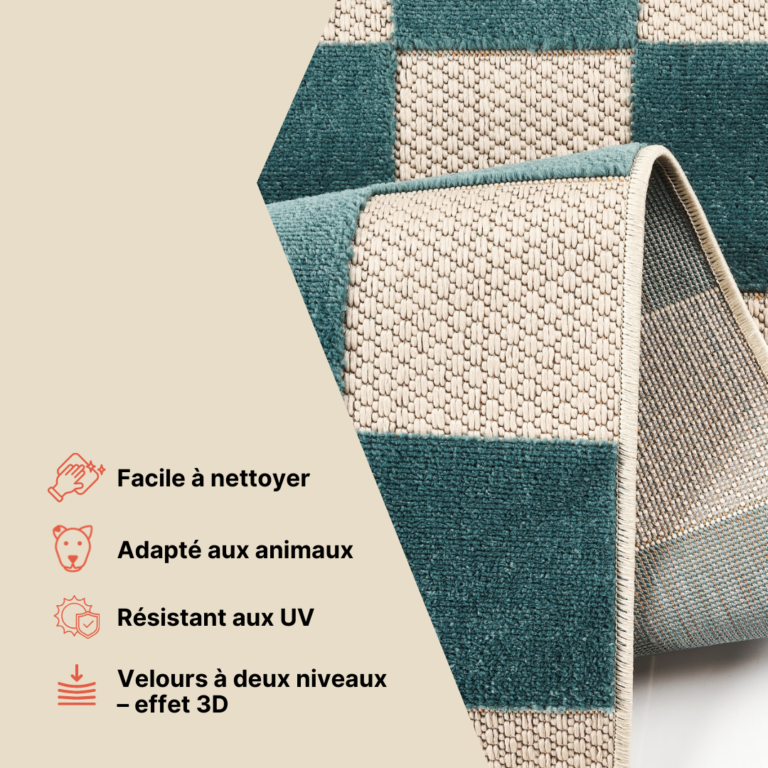 Tapis Extérieur Checker Crème Vert