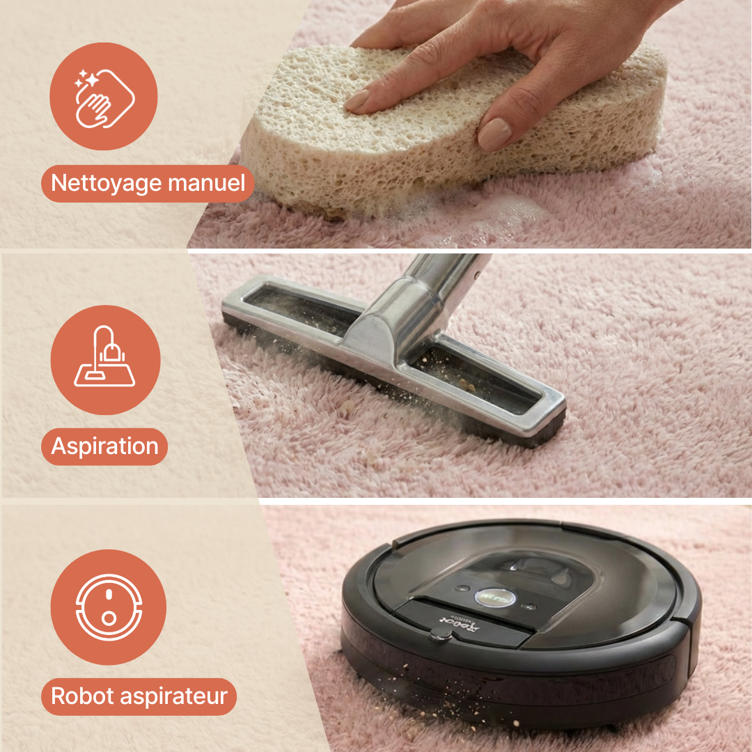 Tapis Lumi Rond Crème Antidérapant